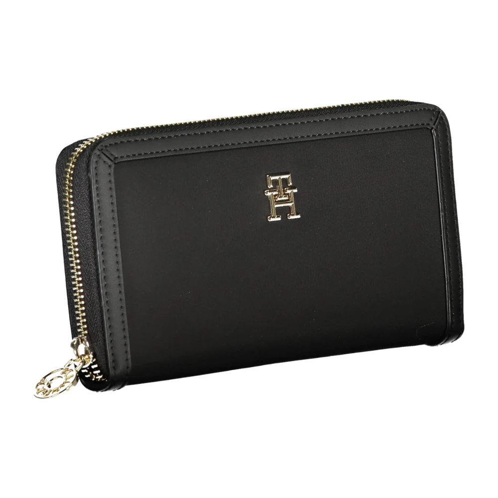 Tommy Hilfiger Damesportemonnee Zwart Polyester Ritssluiting Black Dames