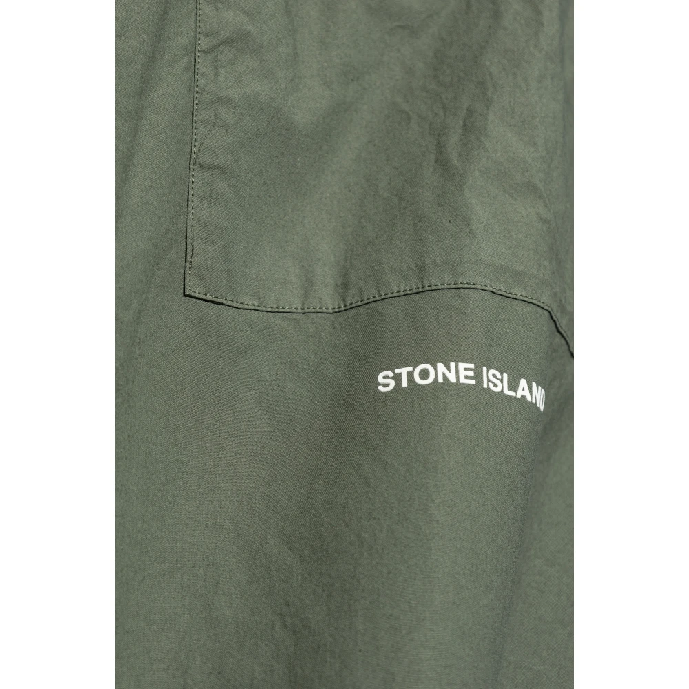 Stone Island Katoenen shirt met zak Green Heren
