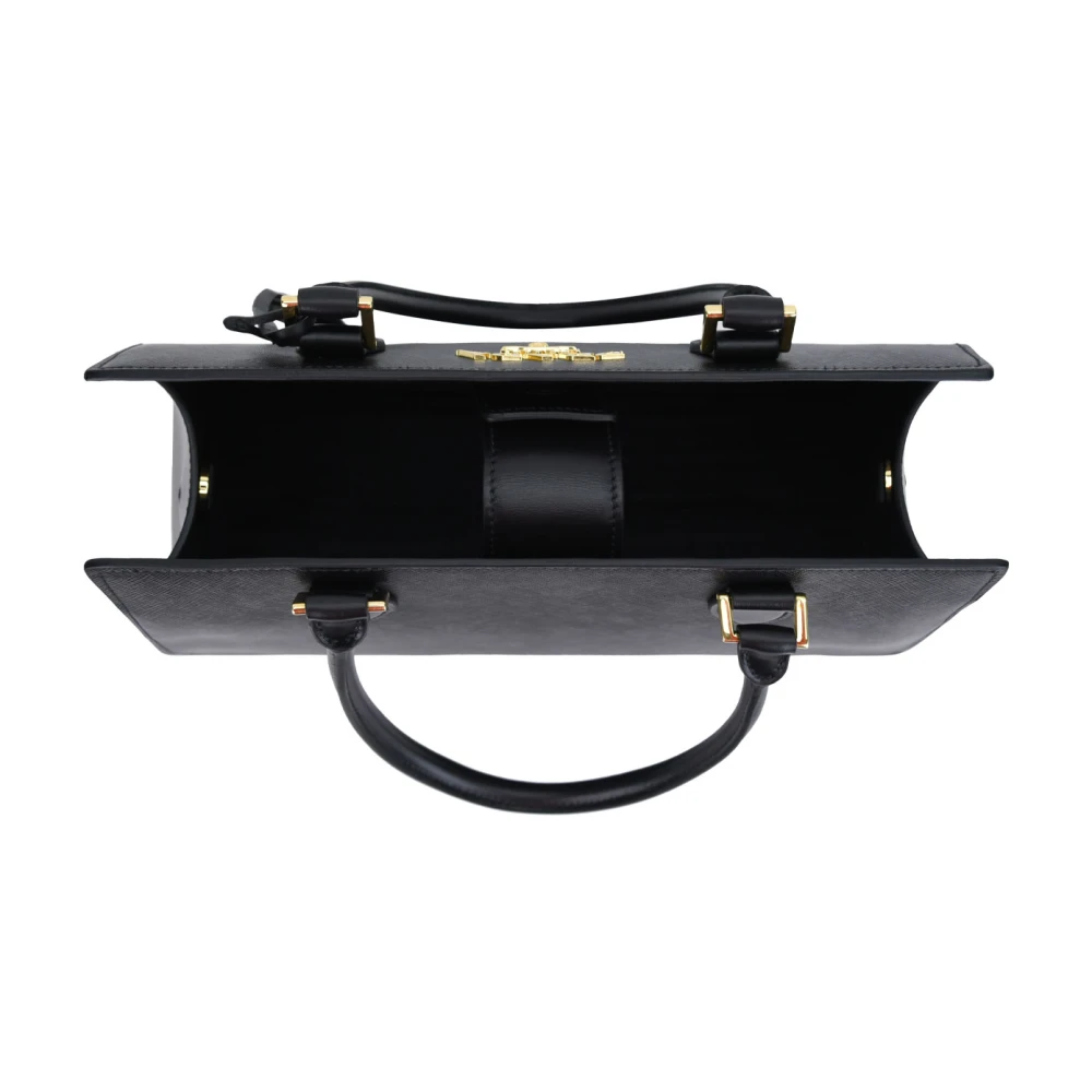 Prada Stijlvolle leren schoudertas magnetische knoop Black Dames
