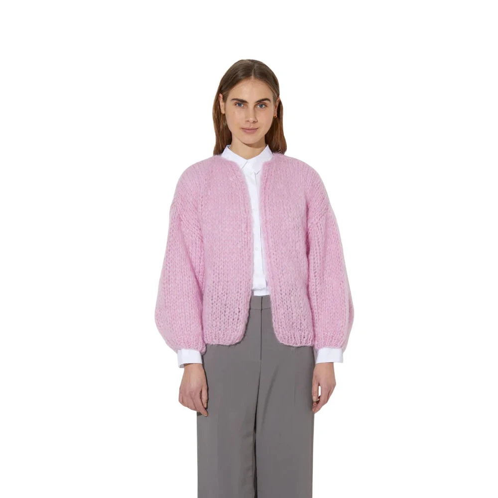 Maiami Zachte Mohair Bomber Cardigan in Roze Pink Dames