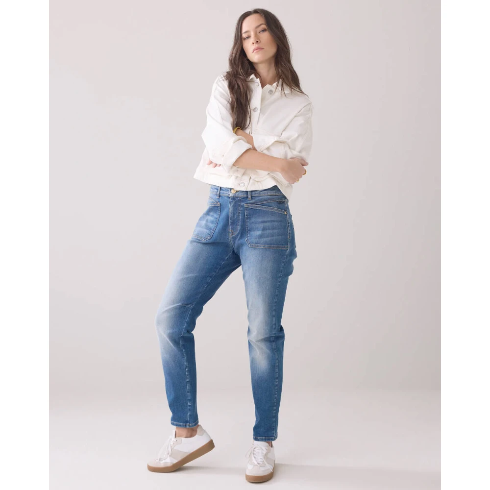 Summum Woman Indigo Tapered Denim Jeans Blue Dames