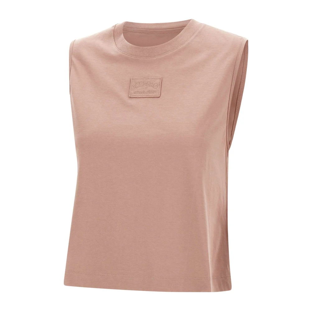 Iceberg Roze Mouwloze Katoenen Top met Logo Pink Dames