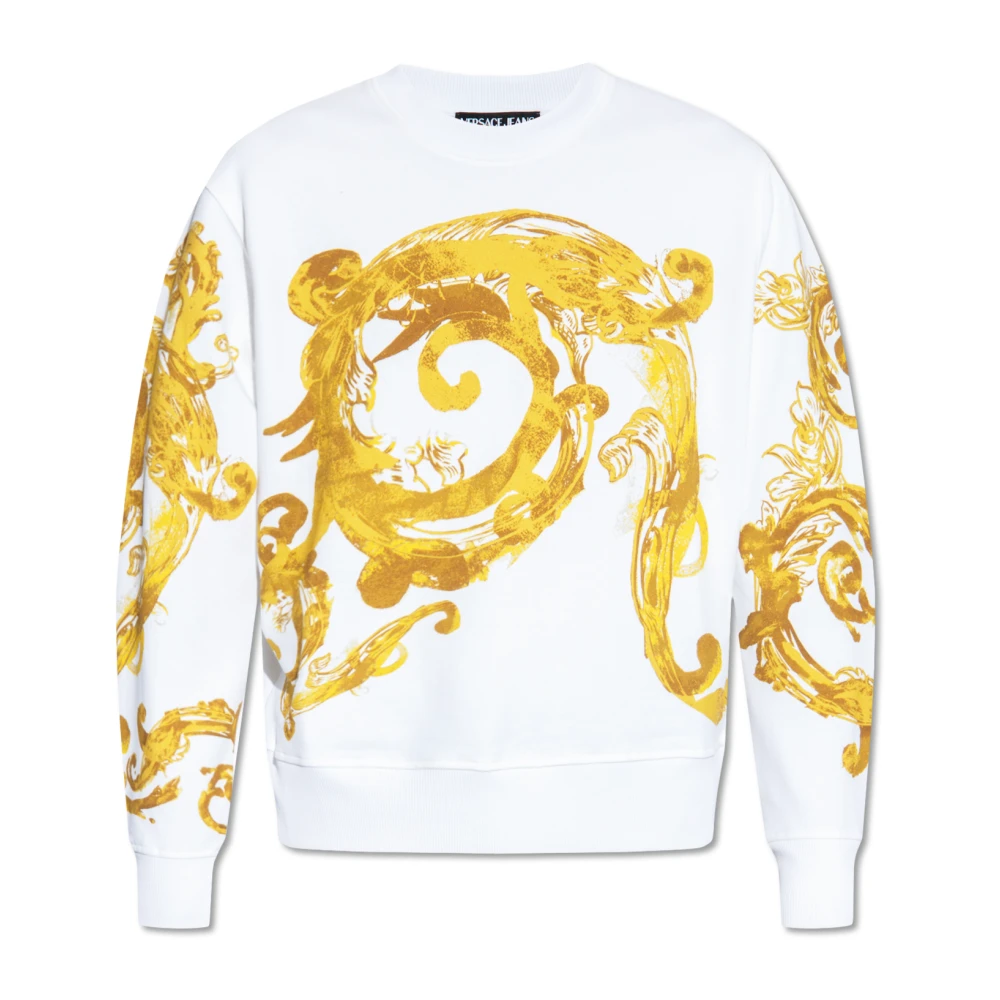 Versace Jeans Couture Wit Goud Felpa Lente Zomer Collectie 2024 White Heren