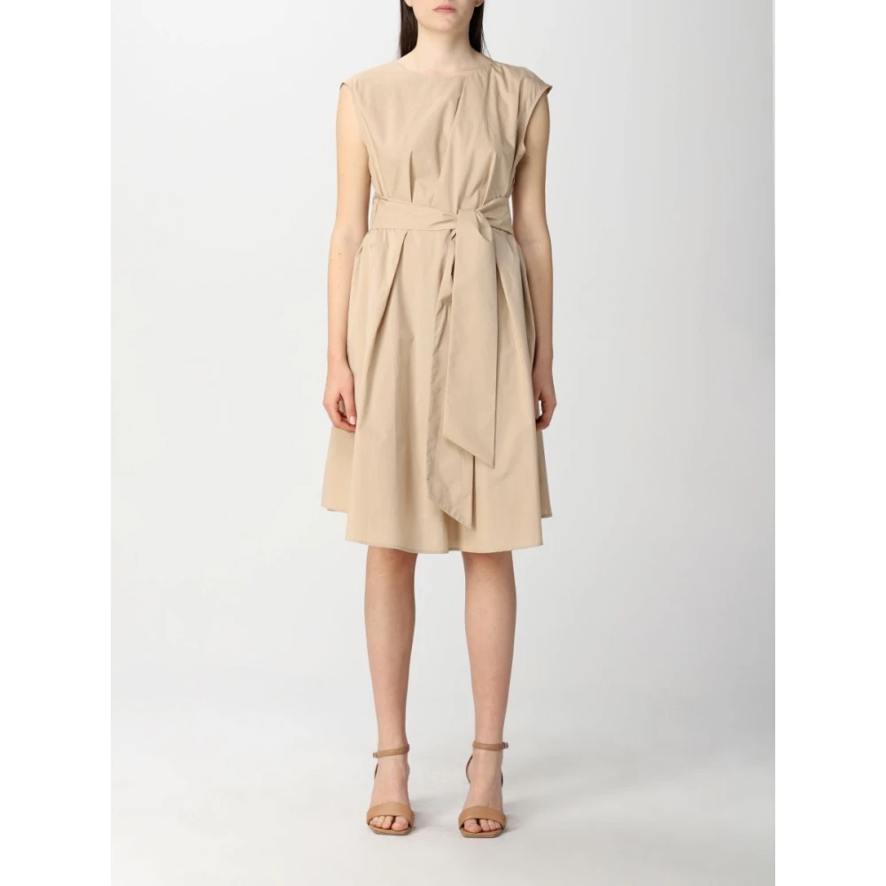 Woolrich Geplooide Katoenen Korte Jurk Beige Dames