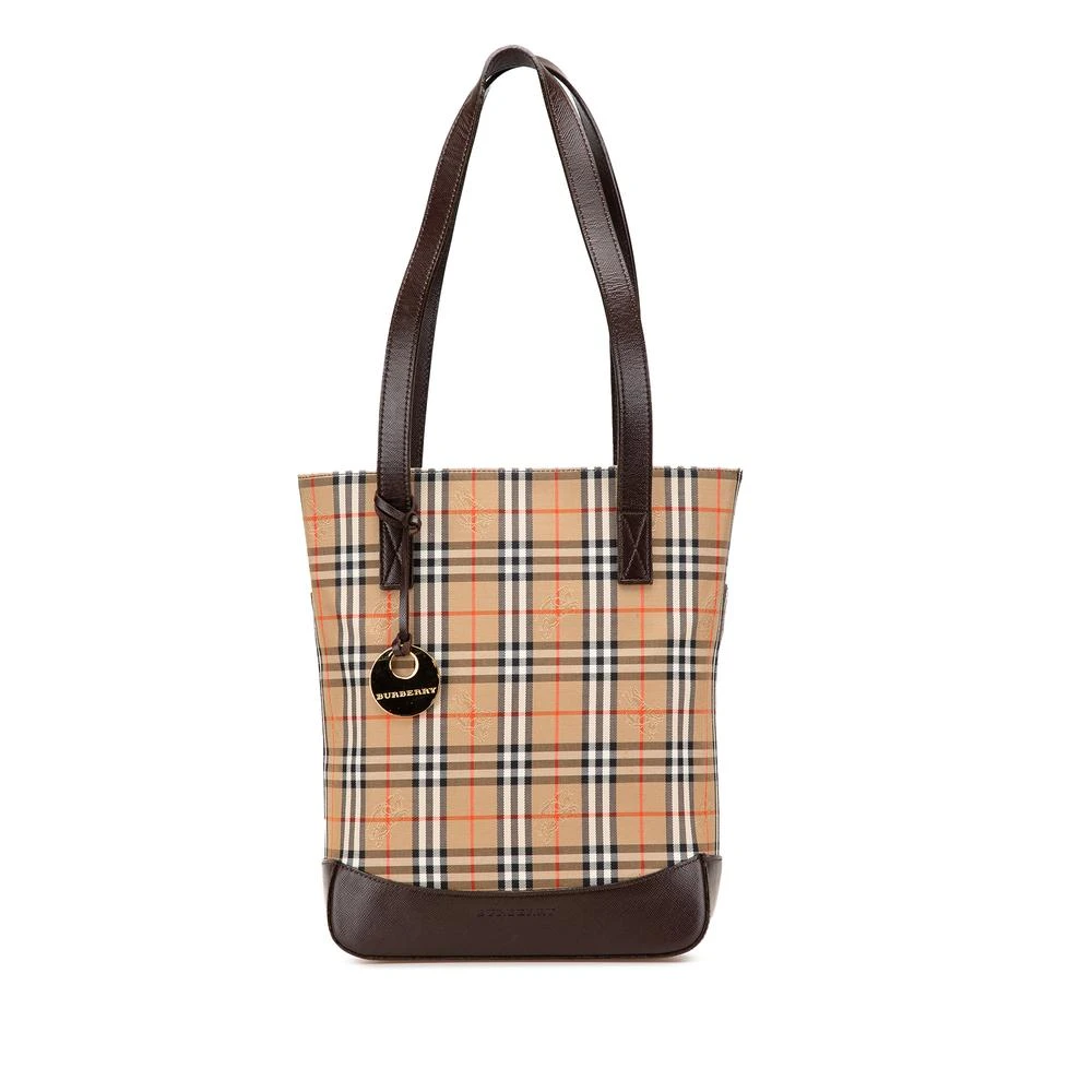 Burberry Vintage Women's Brown Pre-Owned Haymarket Check Canvas Tote