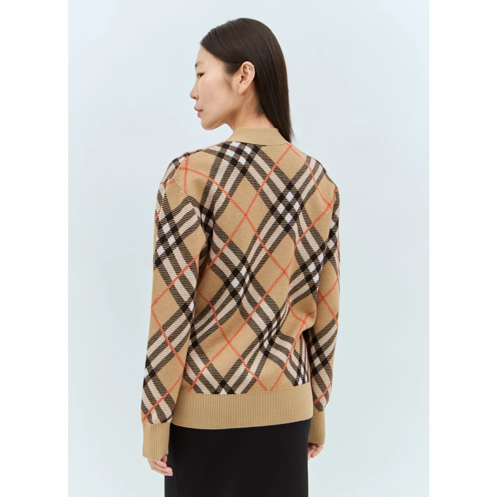 Burberry Check Wool-Blend Cardigan Beige Dames