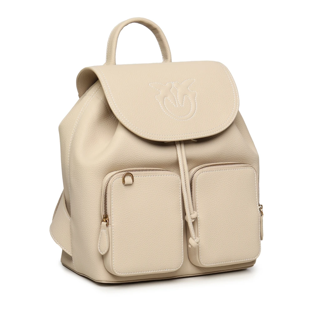 pinko Beige Leren Rugzak met Love Birds Beige Dames