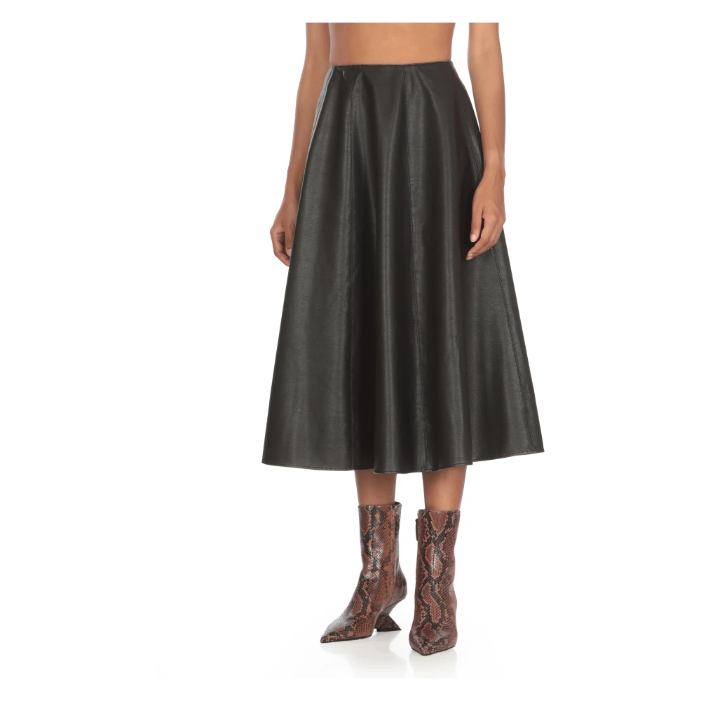 Msgm Zwarte Synthetisch Leren Rok Black Dames