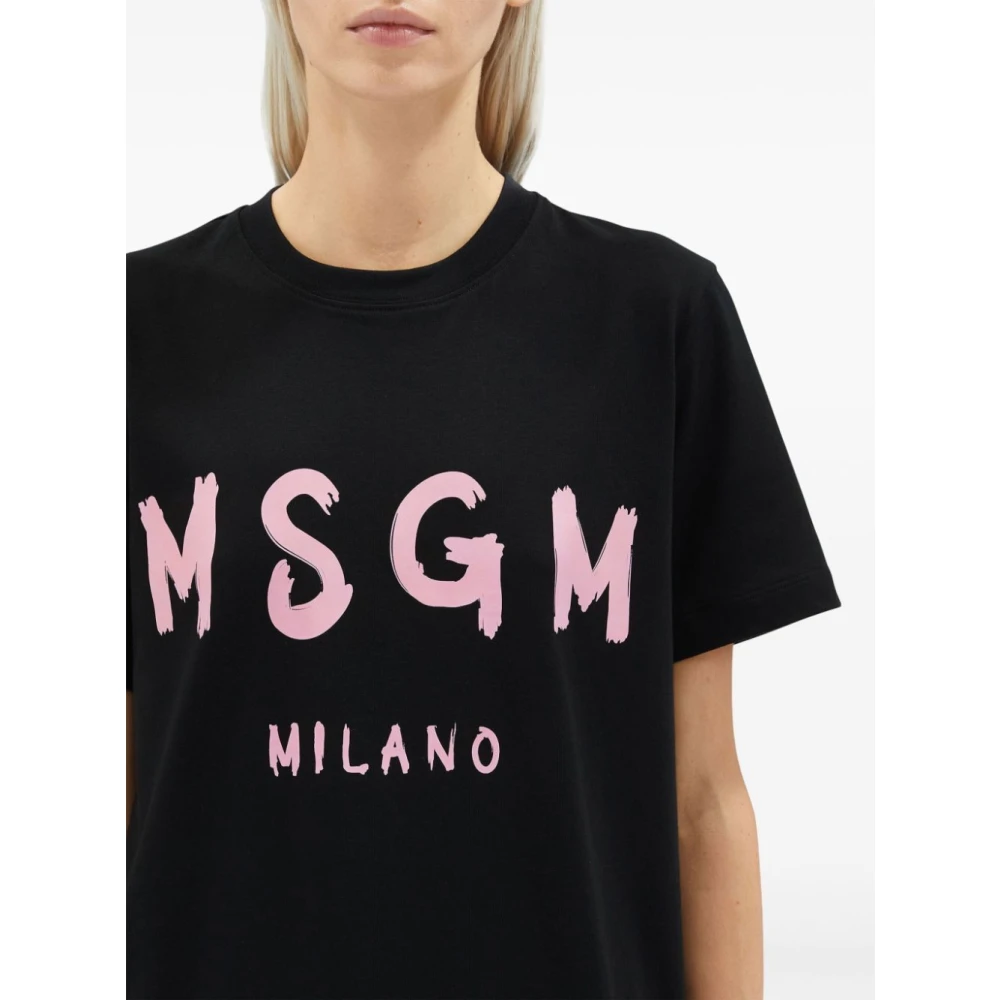 Msgm Katoenen T-shirt in 99C Stijl Black Dames