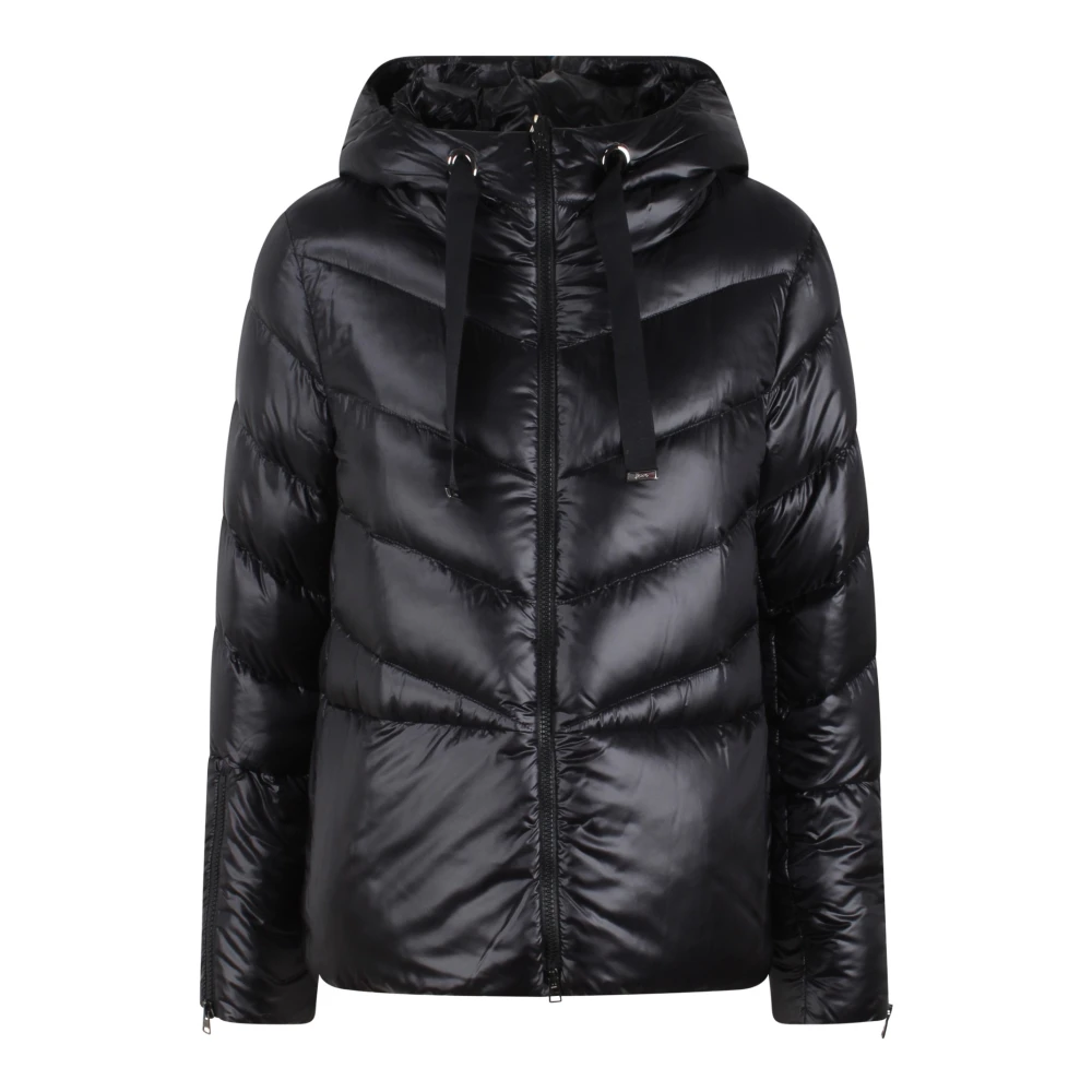 Herno Nylon Chevron-Quilted Donzen Jas Black Dames