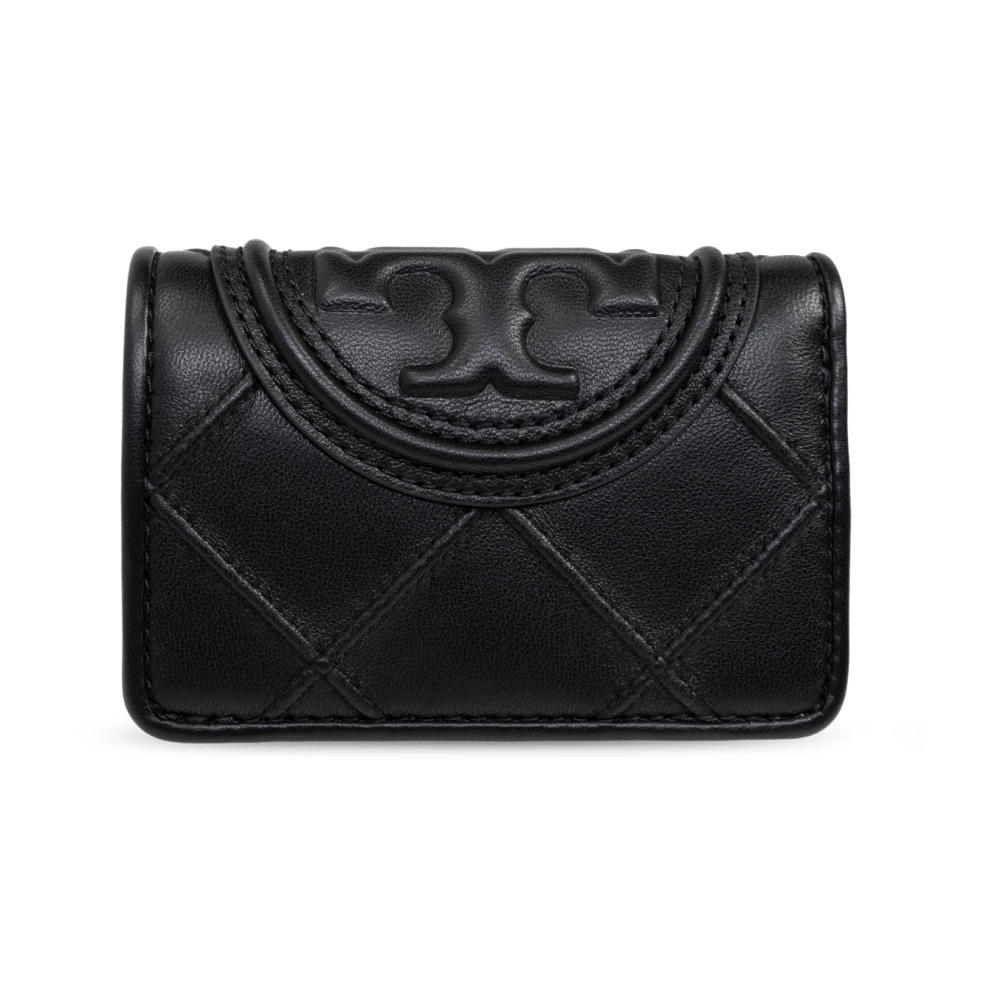 TORY BURCH Leren portemonnee met logo Black Dames