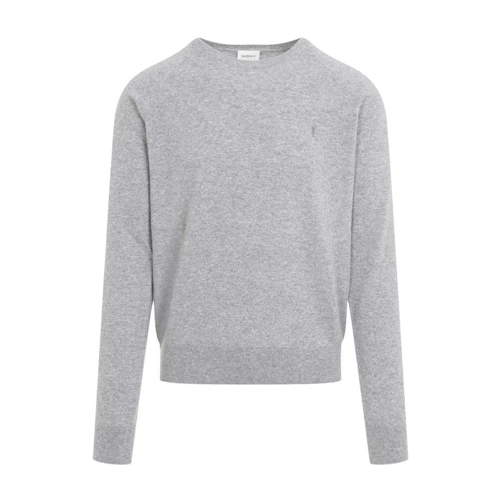 Saint Laurent Lyxig Grå Cashmere Sweater Aw24 Gray, Herr