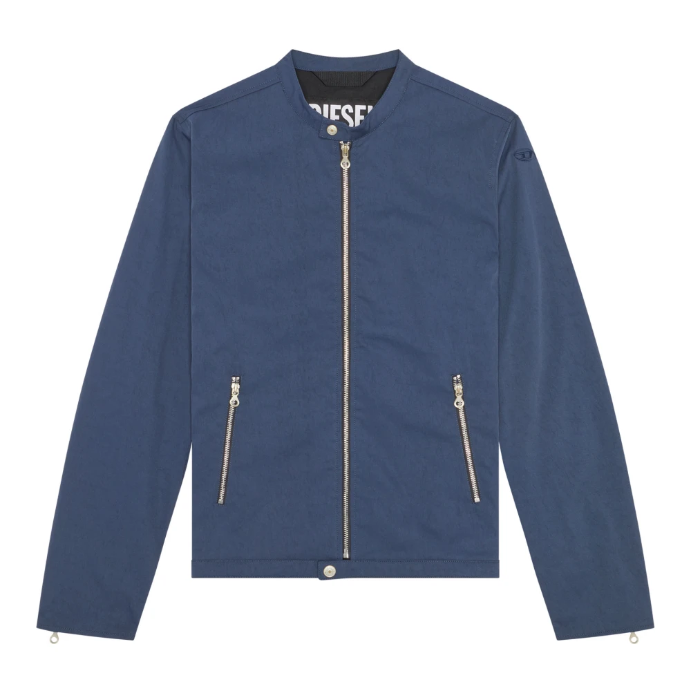 Diesel Biker jacket in cotton-touch nylon Blue Heren