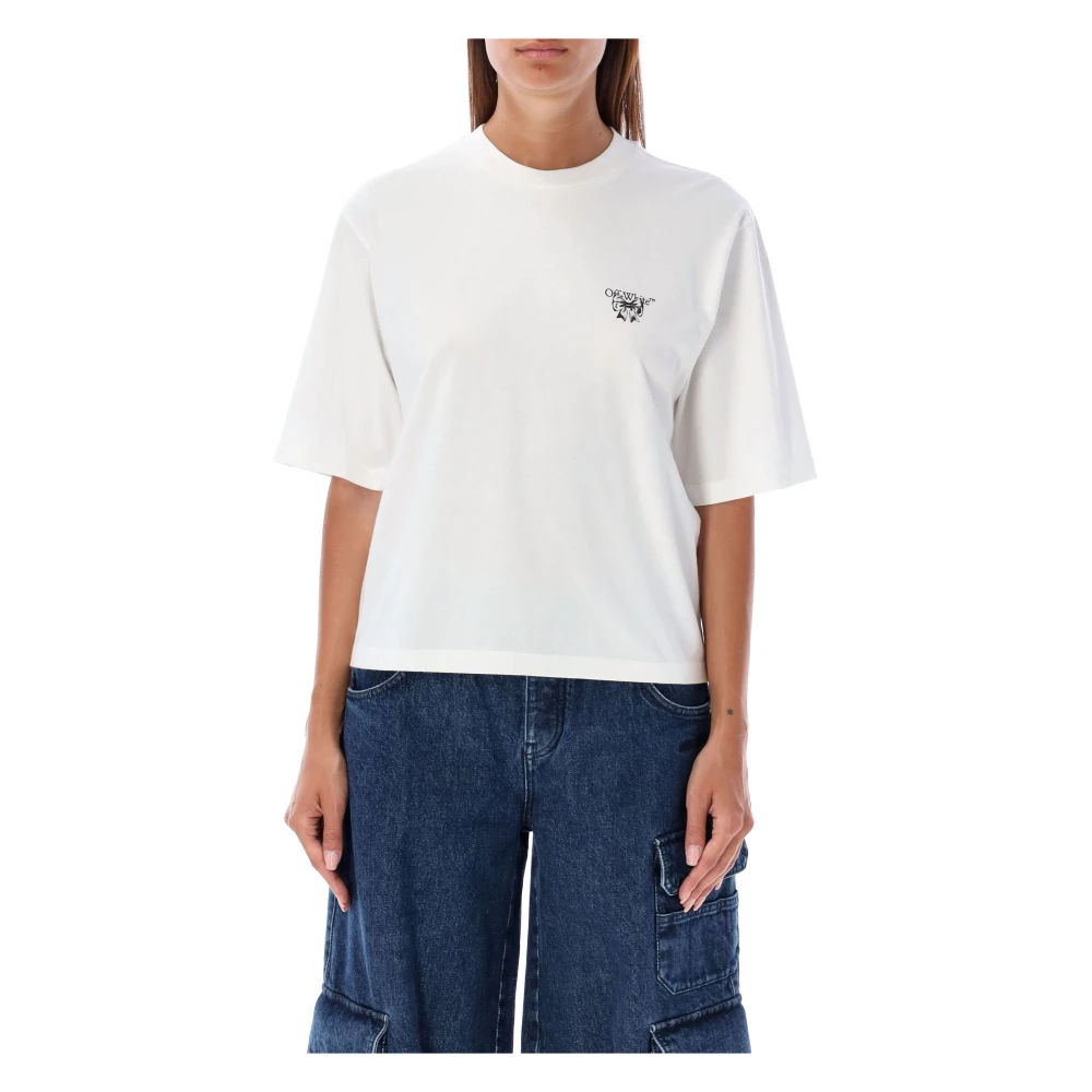 Off White Bow Arrow Boxy T-Shirt Wit Zwart White Dames