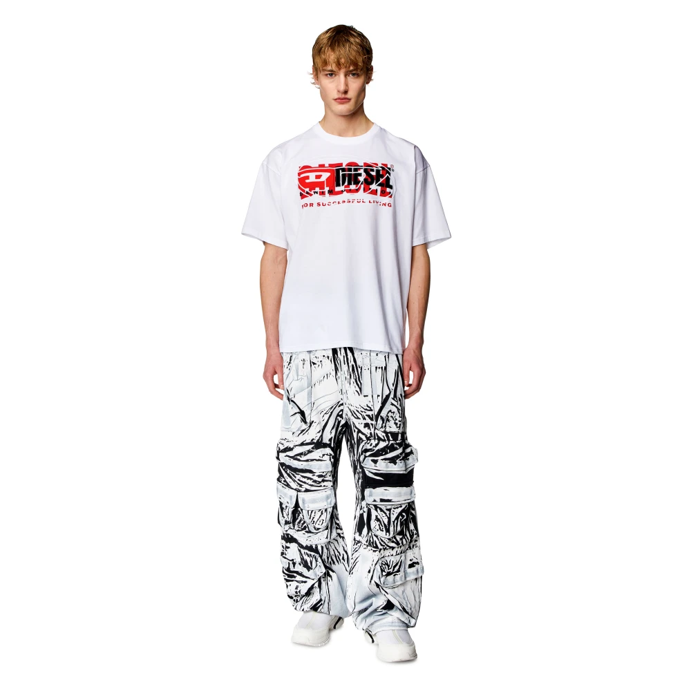Diesel T-shirt with layered logos White Heren