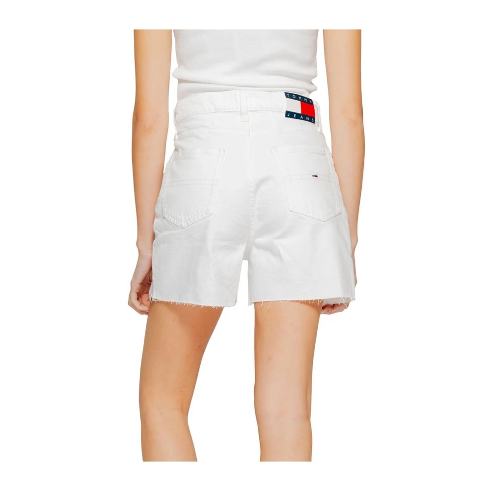 Tommy Jeans Geregenereerde Katoenmix Shorts met Elastaan White Dames