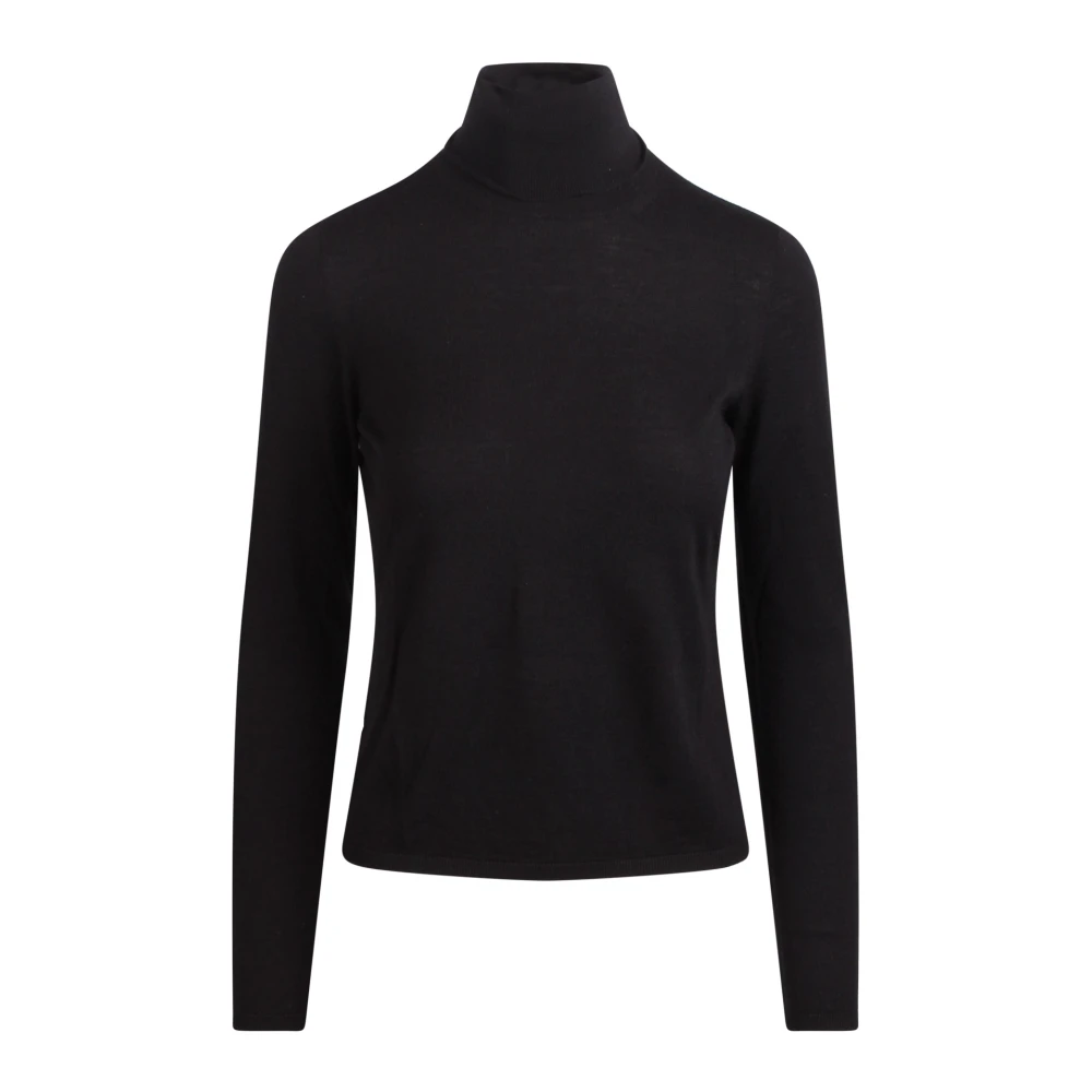 Max Mara Sömlös Turtleneck Tröja med Dragkedja bak Black, Dam