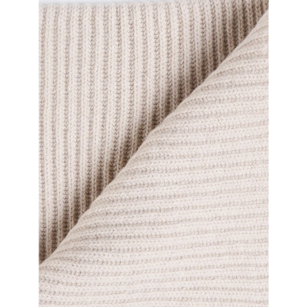 pinko Geribbeld Wollen Sjaal Zwart Beige Dames