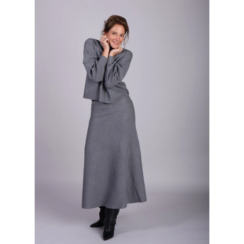 moss copenhagen Grijze Gebreide Lange Rok Gray Dames