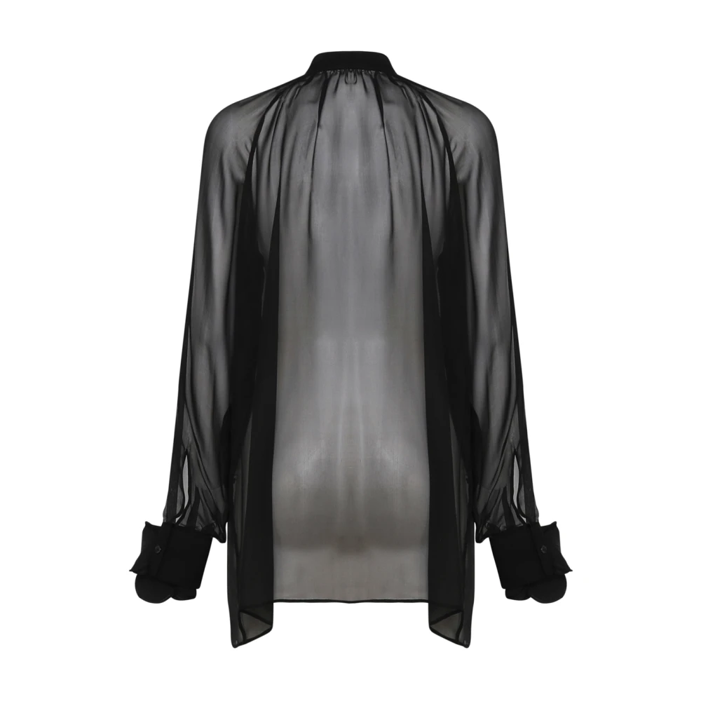 Dolce & Gabbana Zwarte Chiffon Rozenblouse Black Dames