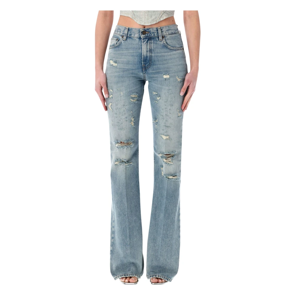 Haikure Women's Blue Bootcut Jeans, W28, Flora Broken Jeans