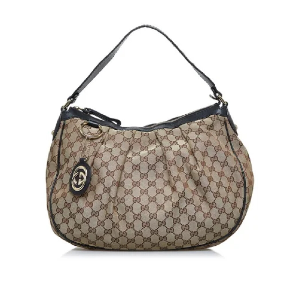 Tweedehands Bruin Canvas Gucci Schoudertas Gucci Vintage Dames