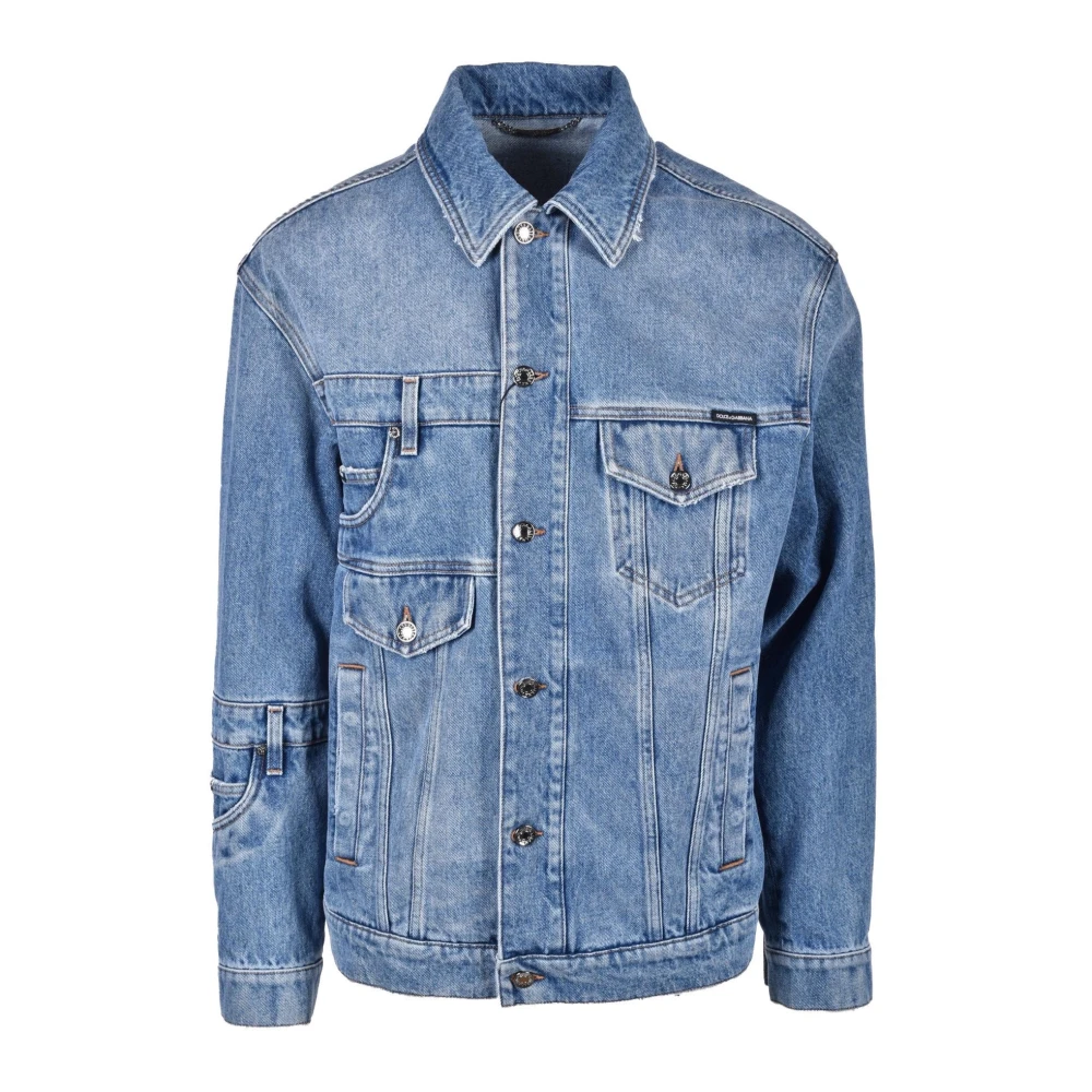 Dolce & Gabbana Stijlvolle Katoenen Jas Blue Heren