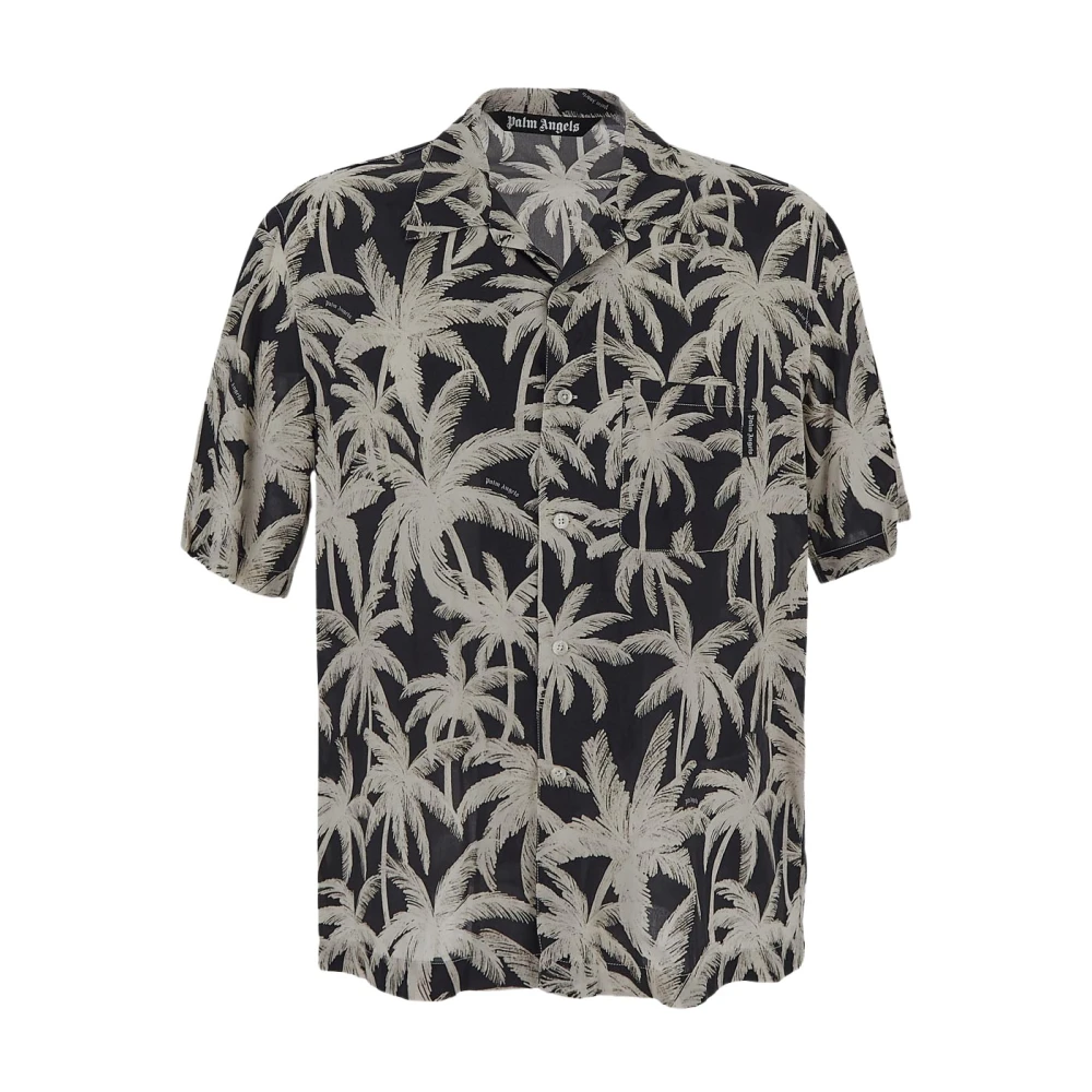 Palm Angels Allover Palm Shirt in Viscose Multicolor Heren