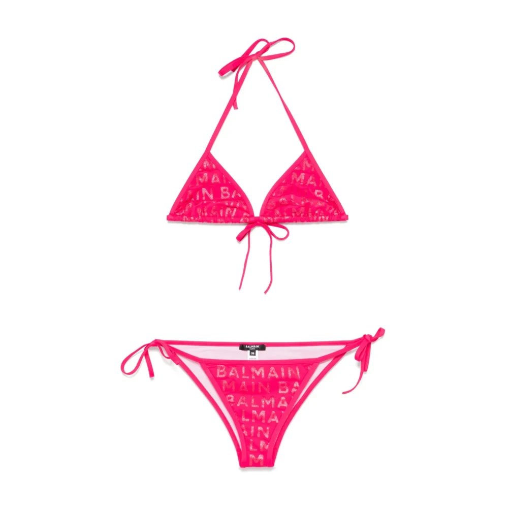 Balmain Women's Pink Triangle Bikini Casual Style - Bikinis - Xl - Swimwear