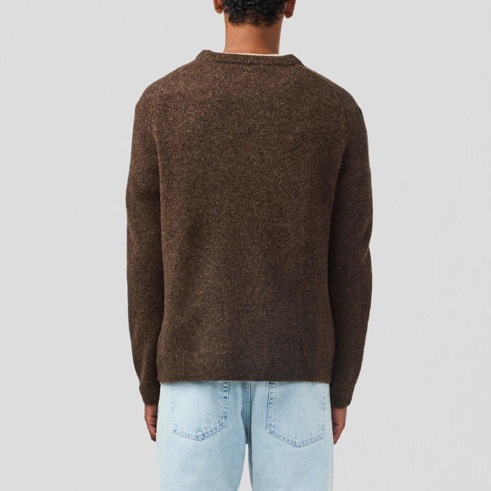 Nn07 Zachte Gebreide Crewneck Trui Brown Heren