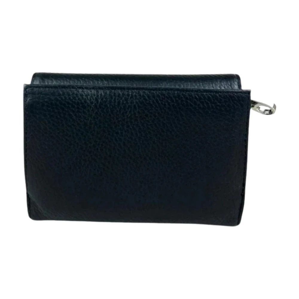 Twinset Zwarte leren portemonnee met drukknoopsluiting Black Dames