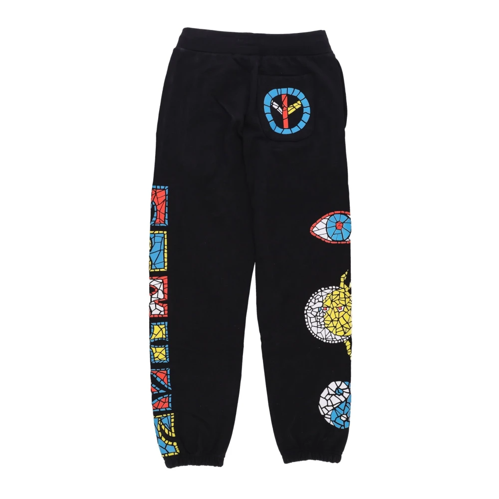 Market Zwarte Mozaïek Smiley Sweatpants Black Heren