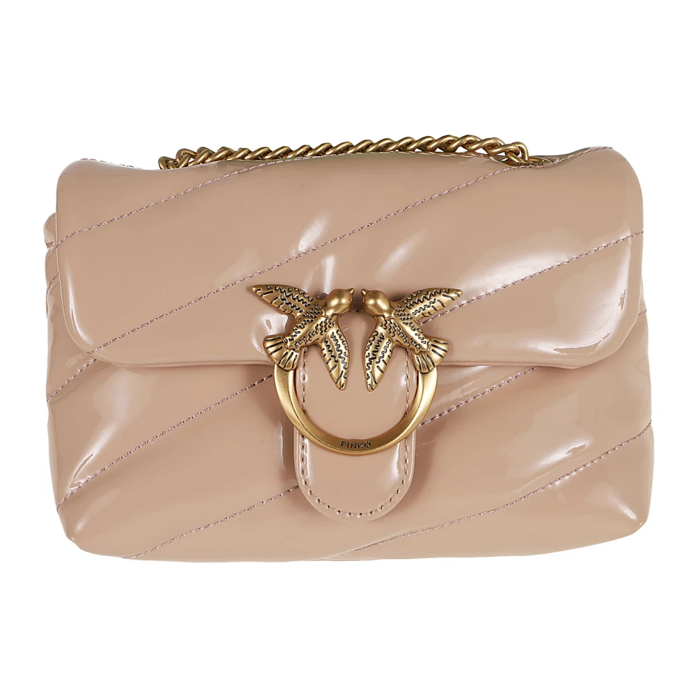 pinko Antiek Goud Love Puff Baby Clutch Beige Dames