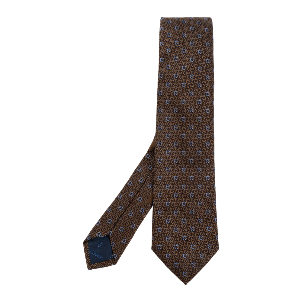 Salvatore Ferragamo Zijden stropdas Brown Heren