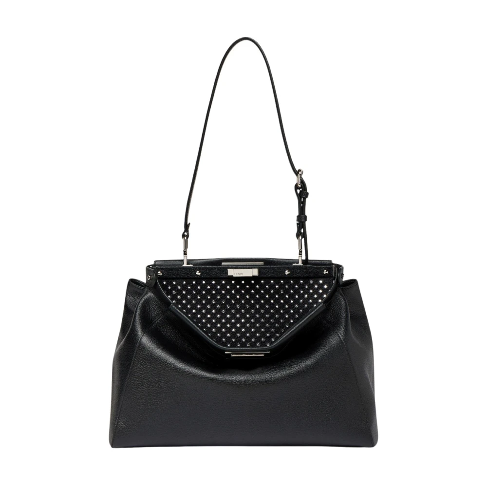 Fendi Women's Black My Peekaboo® Medium Leather Bag With Embroidered Mirrors - Image 2