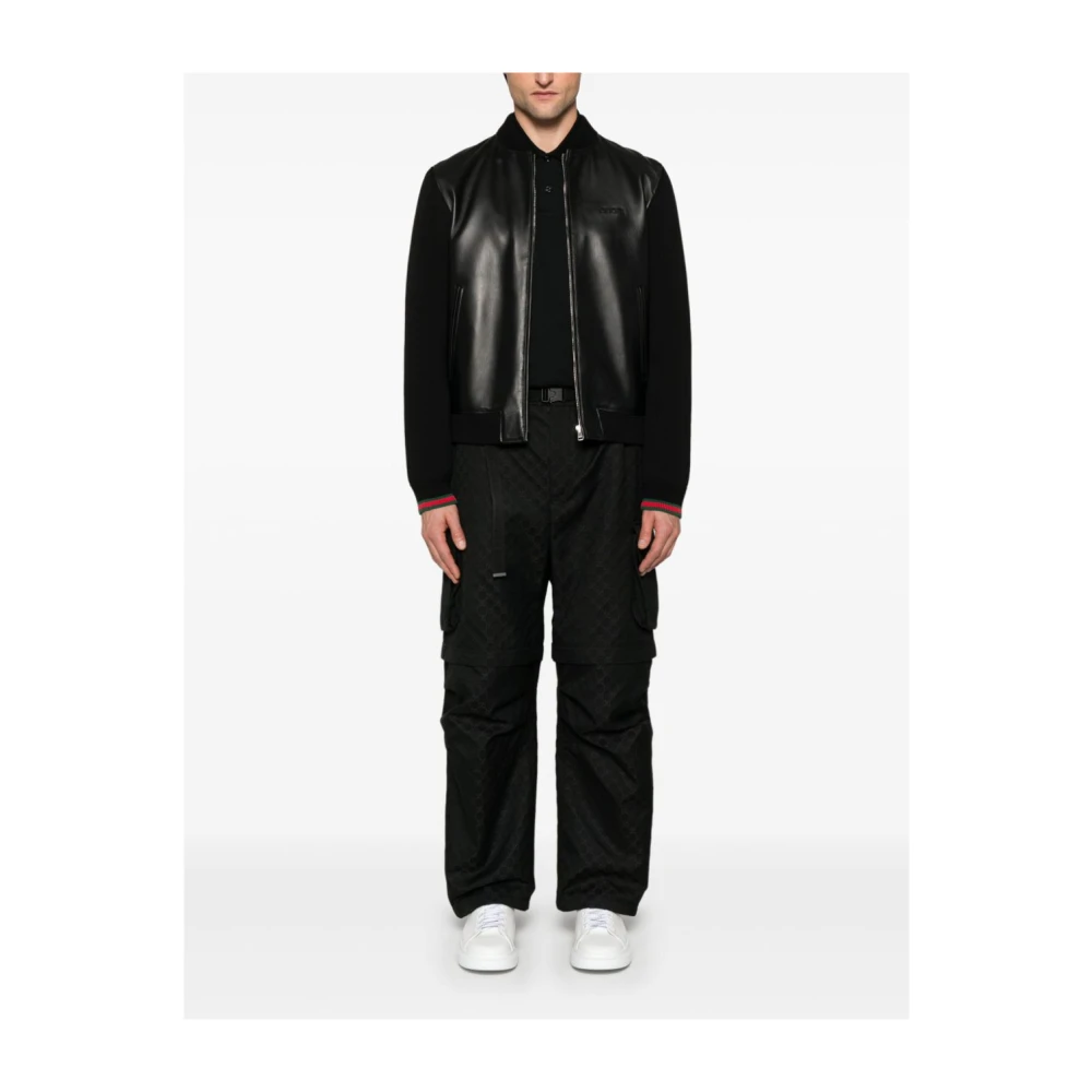 Gucci Zwarte Bomberjack met Logopatch Black Heren