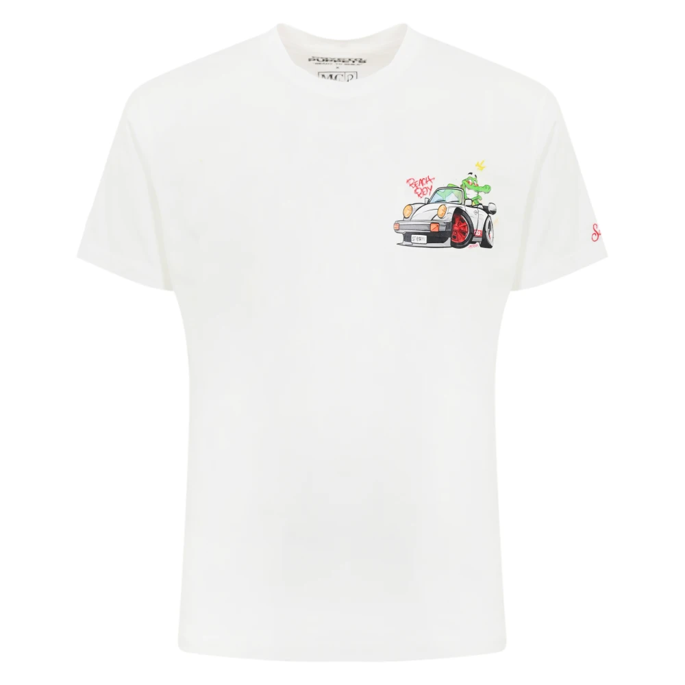MC2 Saint Barth Krokodil Print T-shirt Wit White Heren