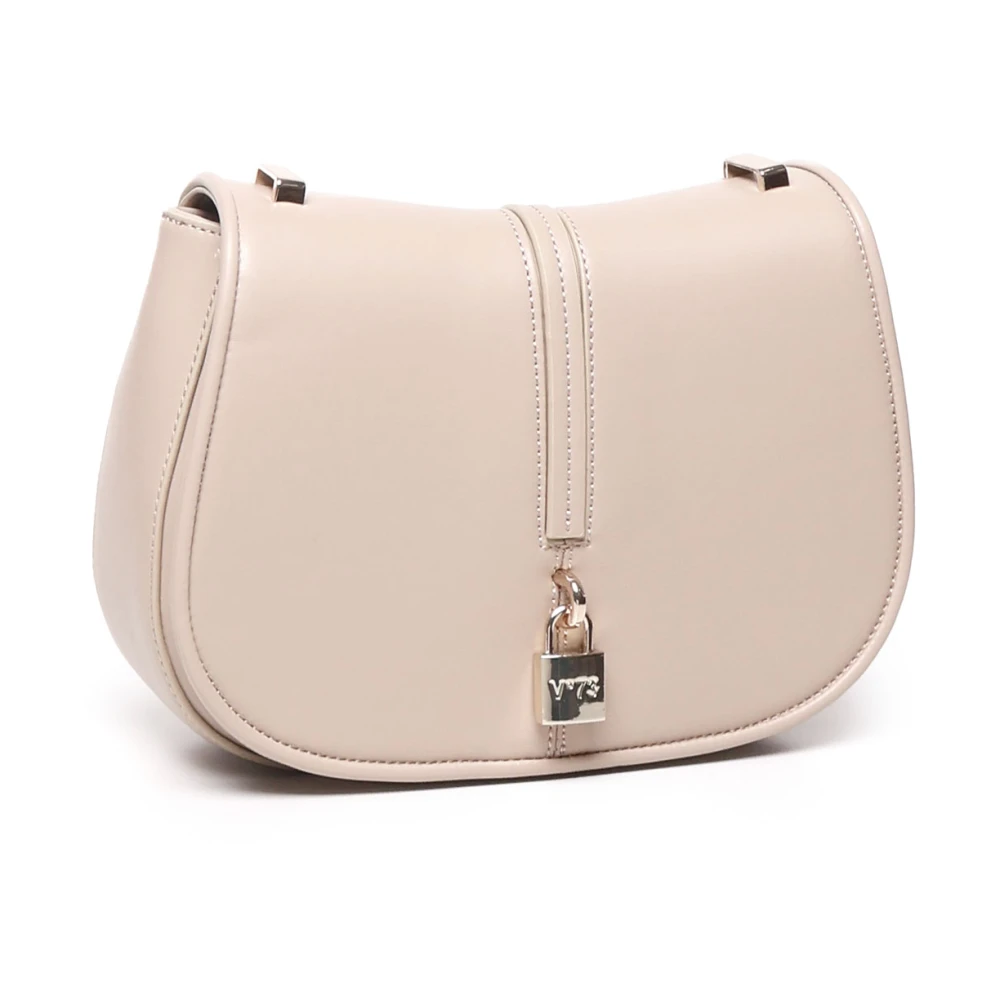 V73 Beige Schoudertas met Flap Sluiting Beige Dames