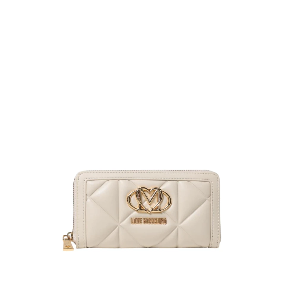 Love Moschino Vrouw Beige Ivoor Quilted Ritsportemonnee
