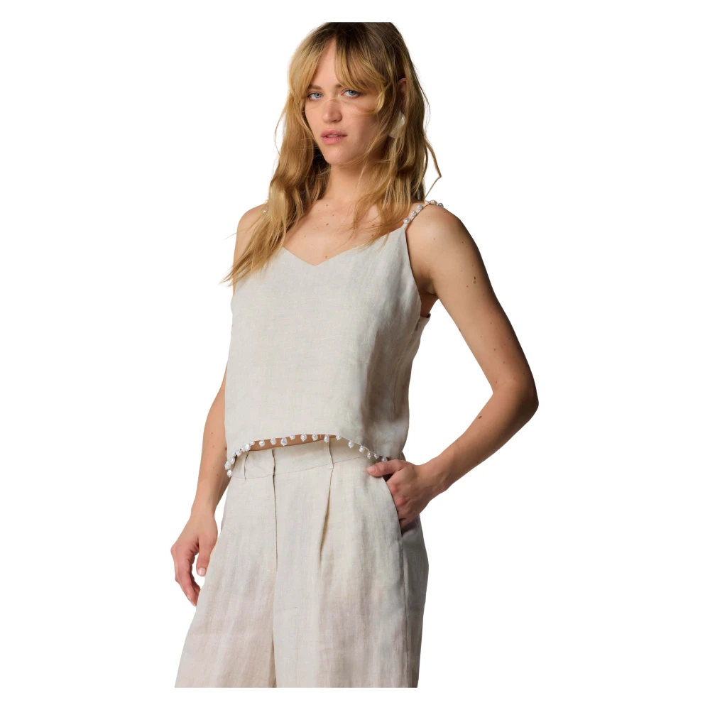 Kocca Stijlvolle mouwloze tops voor vrouwen Beige Dames
