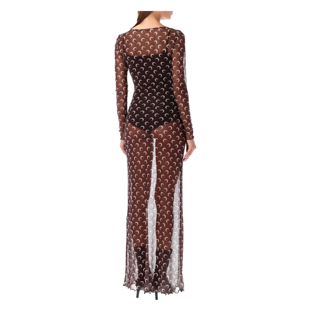 Marine Serre Maan Mesh Lange Jurk Bruin Brown Dames