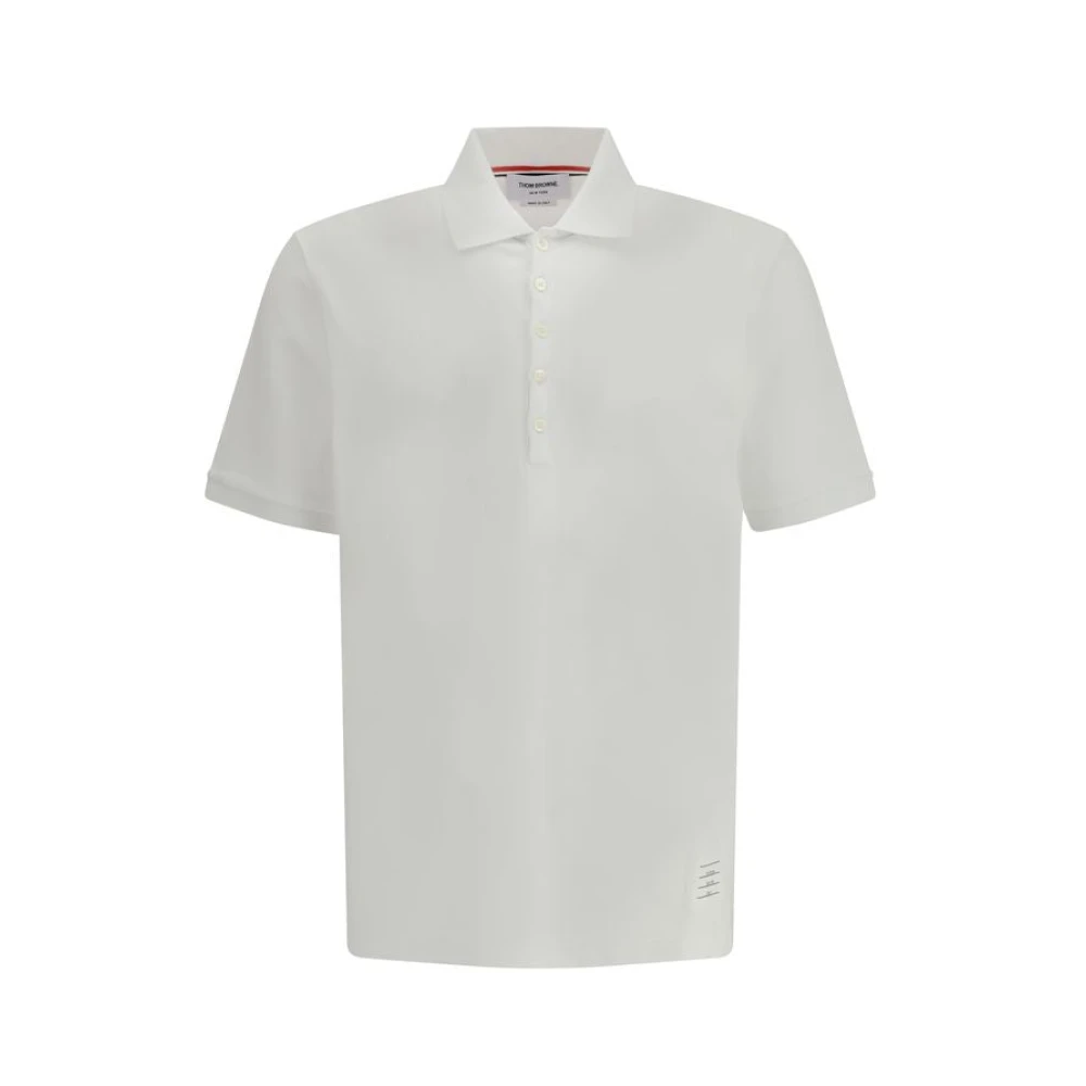 Thom Browne Men's White Polo Shirts, M, Cotton Polo Jumper