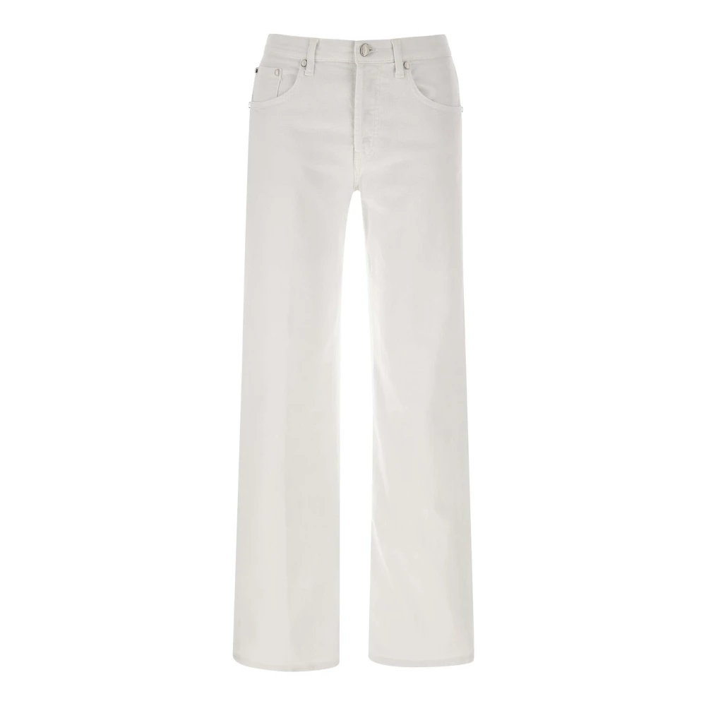 Dondup Italiaanse Jeans met Enkele Knoopsluiting White Dames