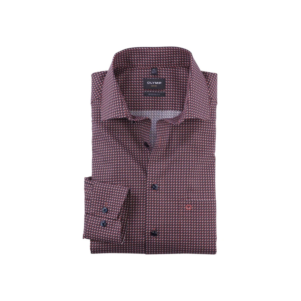 Olymp Casual Langarm Overhemd Red Heren