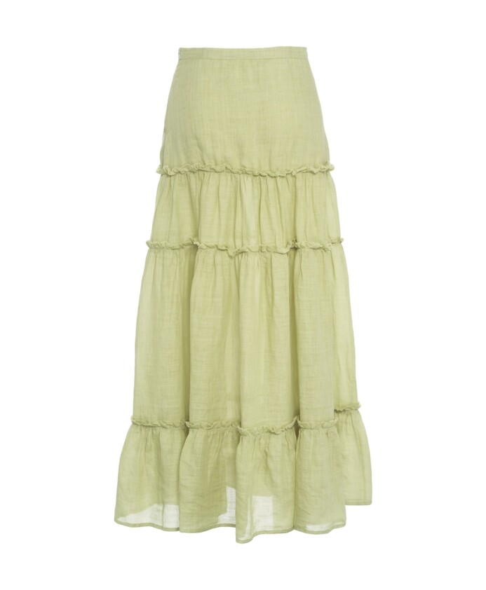 green-ramie-maxi-skirt-ruffled-design