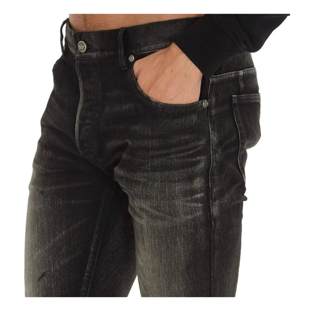 Balmain Katoenen Denim Jeans met Logo Detail Gray Heren