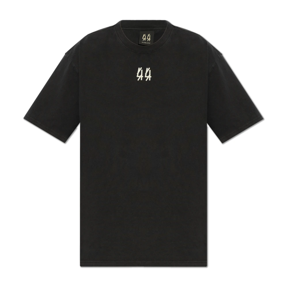 44 Label Group Zwart Crew Neck Logo Print T-Shirt Black Heren