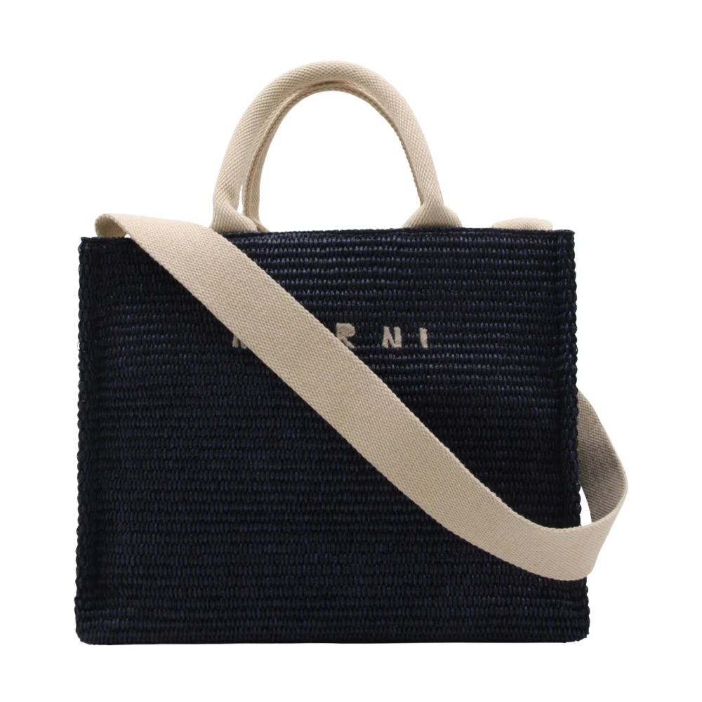 Marni Blauwe Canvas Mand Tote Tas Blue Dames