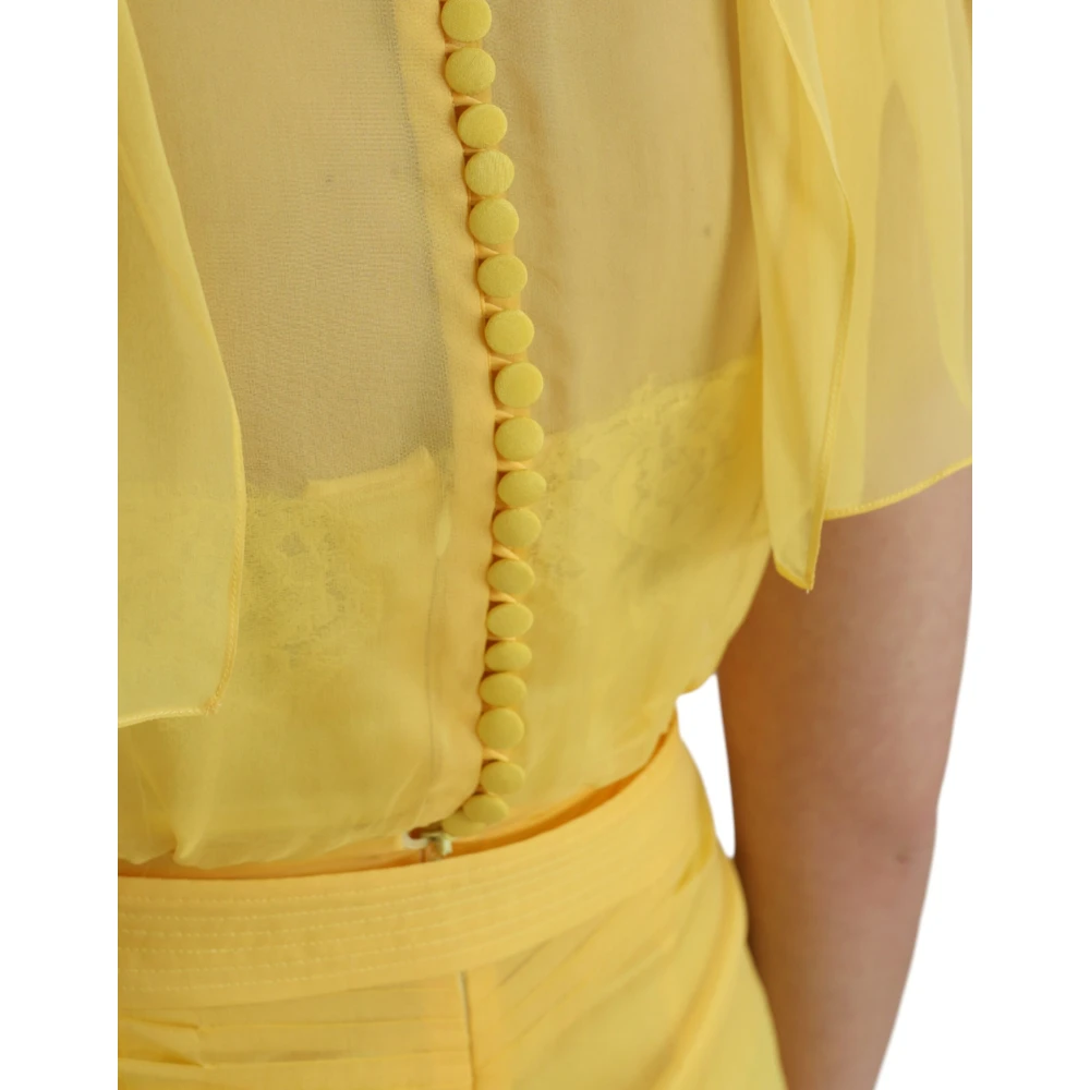 Dolce & Gabbana Gele zijden maxi-jurk met riem Yellow Dames