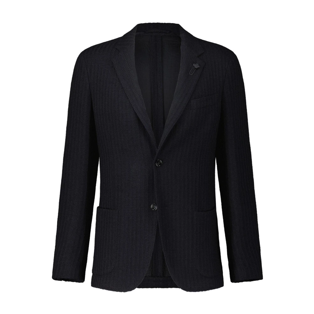 Lardini Zijden Gestructureerde Blazer Blue Heren